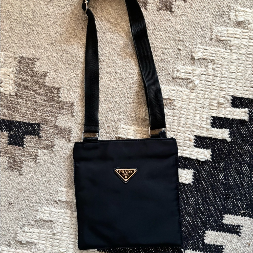 Prada Black Nylon Logo Shoulder Bag